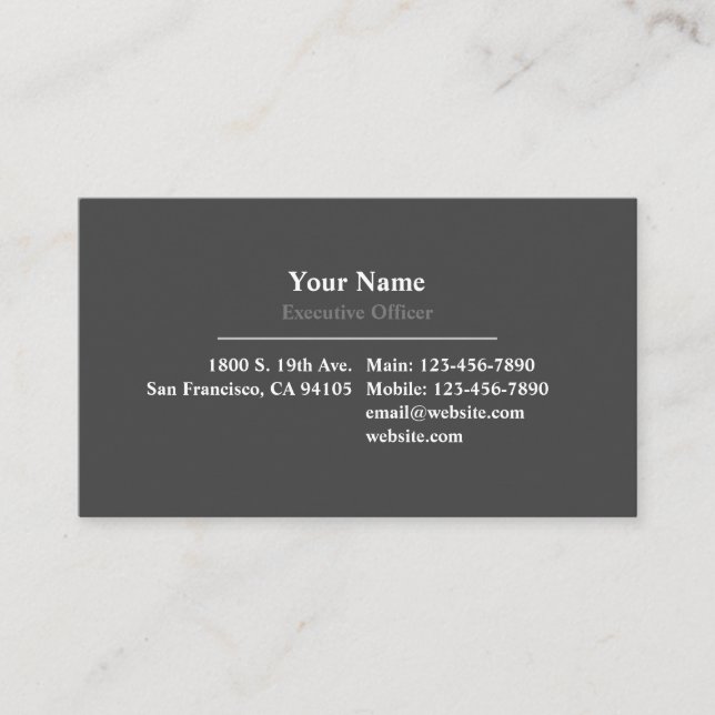 Professional Down The Middle Business Card (Front)