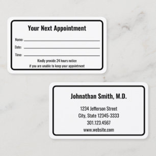 Professional Dr. Office Appointment Reminder Card