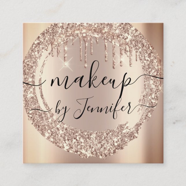 Professional  Drips 6 Punches Custom Logo Rose Square Business Card (Front)