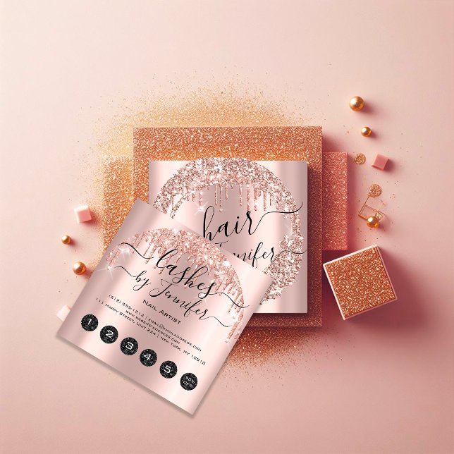 Professional  Drips 6 Punches Hair Lash Wax Makeup Square Business Card (Professional Drips 6 Punches Hair Lash Wax Makeup Square Business Card)