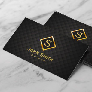 Professional Driver Gold Diamond Monogram Logo Business Card