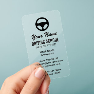 Professional driving school logo transparent clear business cards
