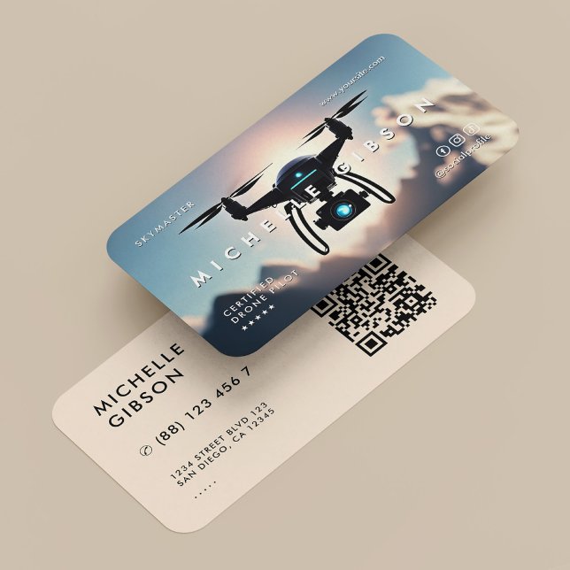 Professional Drone Operator UAV Pilot Modern Business Card (Modern Business Card for Drone Operator and pilot)