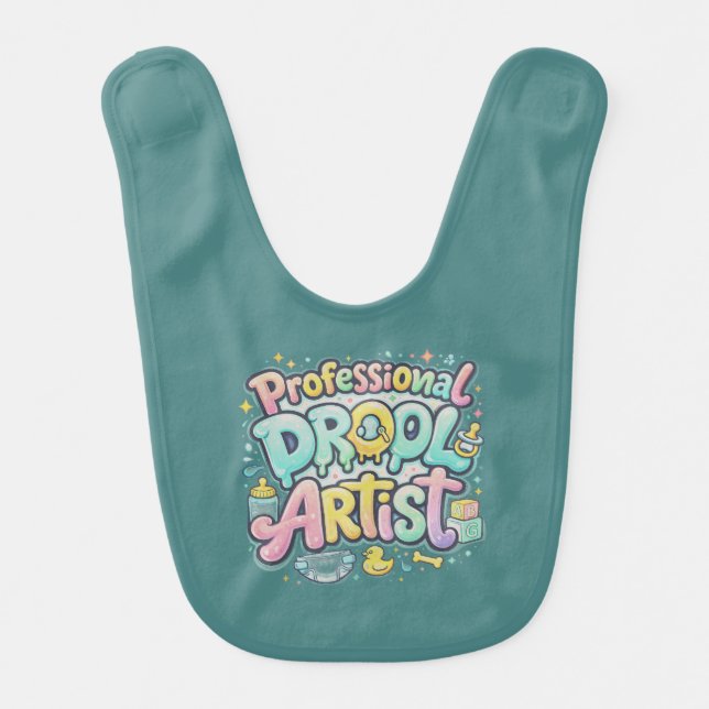 Professional drool artist funny  baby bib (Front)