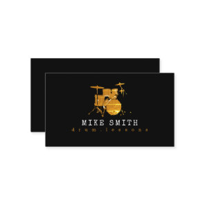 Professional Drum Teacher | Cool Drummer black Business Card