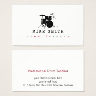 Drummer Business Cards Templates Zazzle Professional Drum Teacher Drummer Business Card
