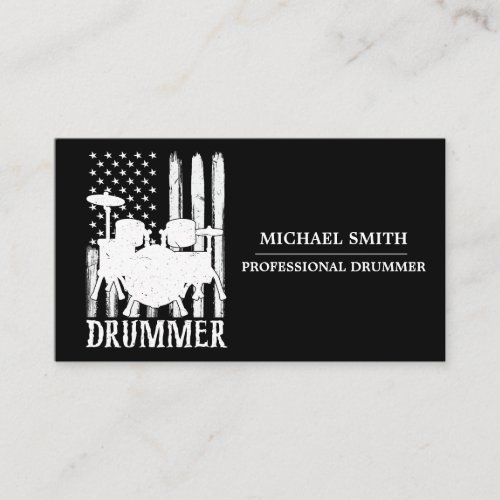 professional Drums Drummer American Flag Business Card