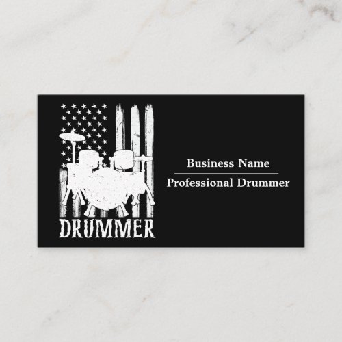 professional Drums Drummer American Flag Business Card