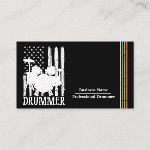 professional Drums Drummer American Flag Business Card