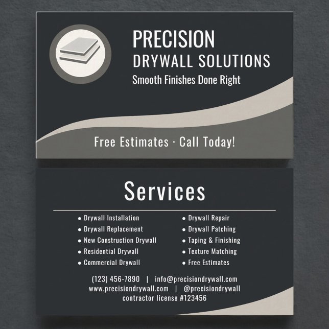 Professional Drywall Company Business Card (Creator Uploaded)