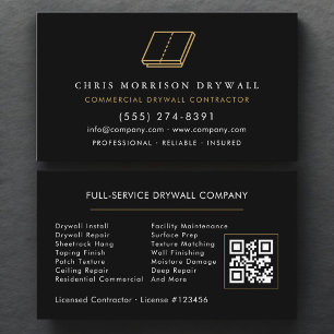 Professional Drywall Contractor QR Code Business Card