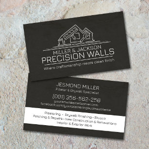 Professional Drywall Plastering Line Art Business Card