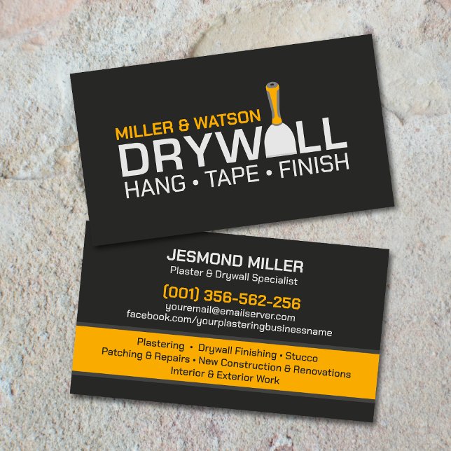 Professional Drywall Plastering Services  Business Card (Creator Uploaded)
