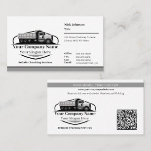 Professional Dump Truck Hauling Company QR Code Business Card
