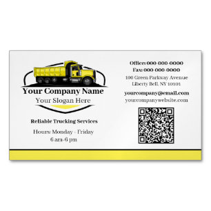 Professional Dump Truck Hauling Company QR Code Business Card Magnet
