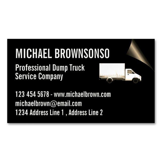 Professional Dump Truck Service Company Business Card Magnet (Front)