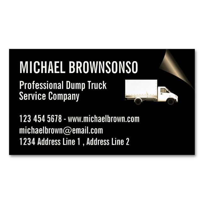 Professional Dump Truck Service Company Business Card Magnet