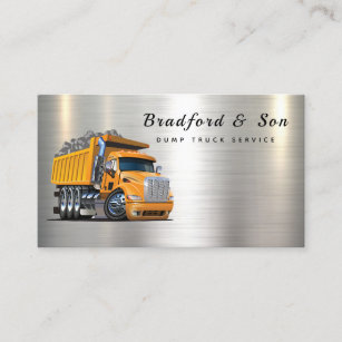Professional Dump Truck Service Company Chrome Business Card