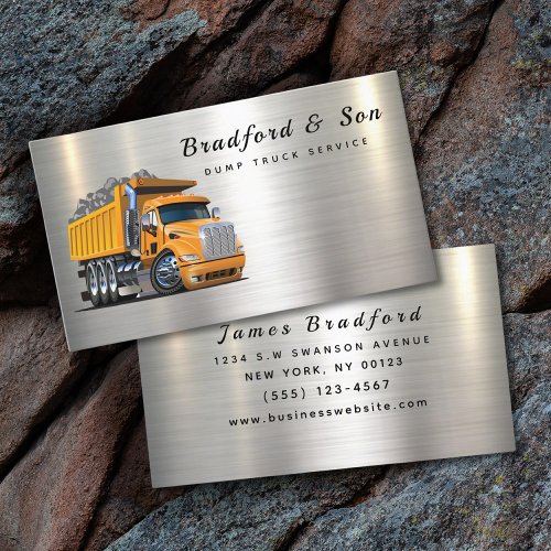 Professional Dump Truck Service Company Chrome Business Card