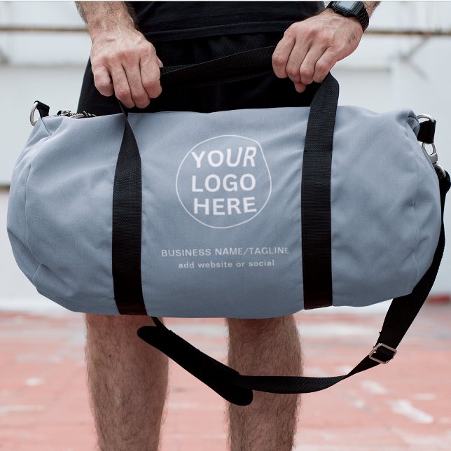 Professional Dusty Blue Business Logo Branded Duffle Bag (Creator Uploaded)