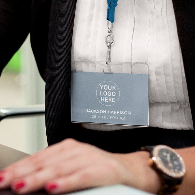 Professional Dusty Blue Company Logo ID Badge (Creator Uploaded)