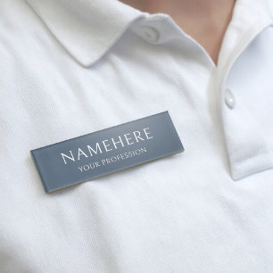 Professional Dusty Blue Simple Minimalist Modern Name Tag