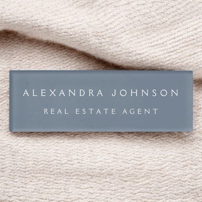 Professional Dusty Slate Blue Modern Business Name Tag (Creator Uploaded)