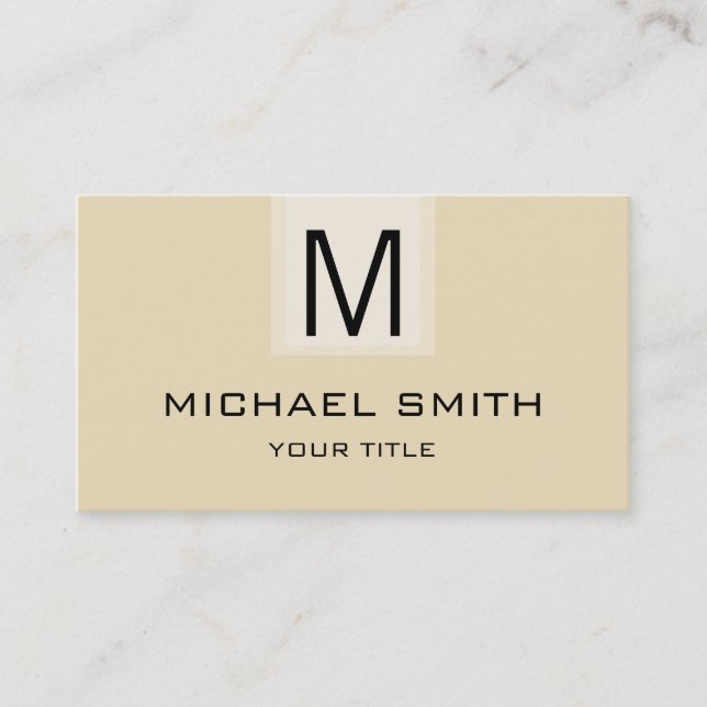 Professional Dutch White Solid Color Monogram Business Card (Front)