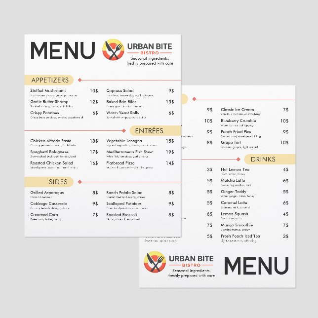 Professional Editable Bistro & Cafe Menu (Front/Back)