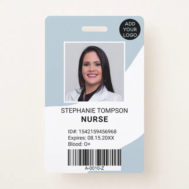 Professional editable blue nurse photo logo code badge | Zazzle