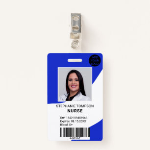 Professional editable blue nurse photo logo code badge