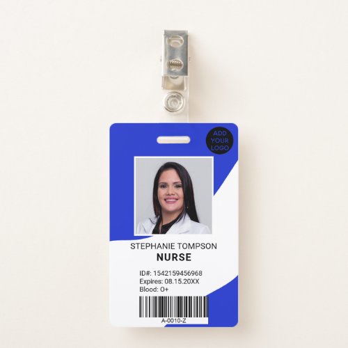 Professional editable blue nurse photo logo code badge