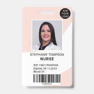 Professional editable pink nurse photo logo code badge