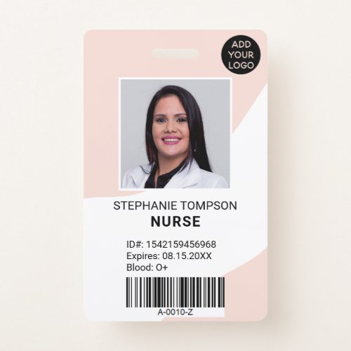 Professional editable pink nurse photo logo code badge