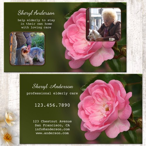 Professional Elderly Care Photo Business Card