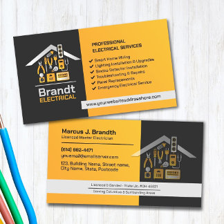 Professional Electrical Contractor - Electrician Business Card