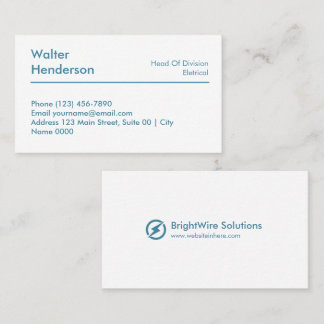 Professional Electrical Engineering White Blue Business Card