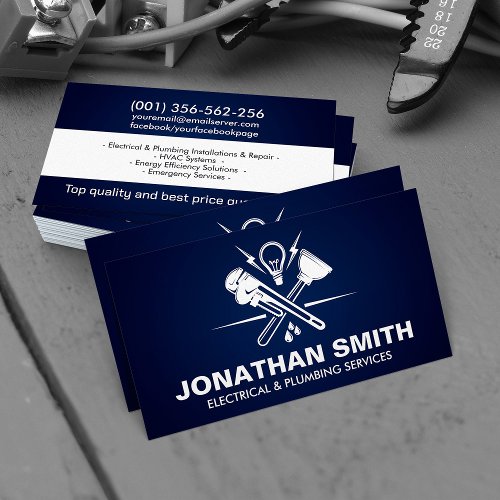 Professional Electrical  Plumbing Contractor  Business Card