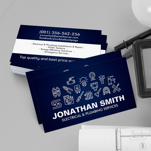 Professional Electrical  Plumbing Contractor  Business Card