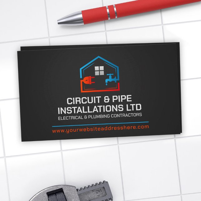 Professional Electrical & Plumbing Contractor  Business Card (Creator Uploaded)