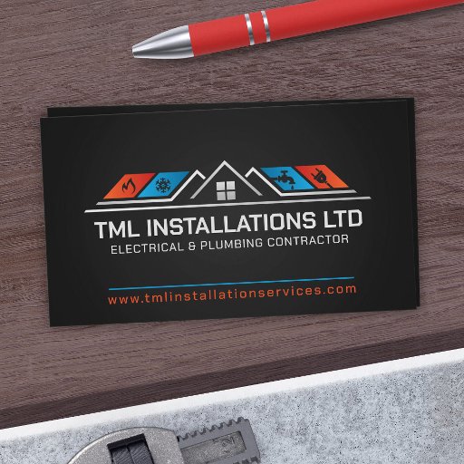 Customizable Professional Electrical &amp; Plumbing Contractor  Business Card