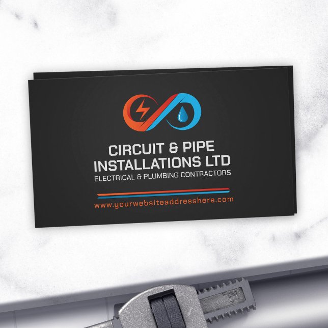 Professional Electrical & Plumbing Contractor  Business Card (Creator Uploaded)