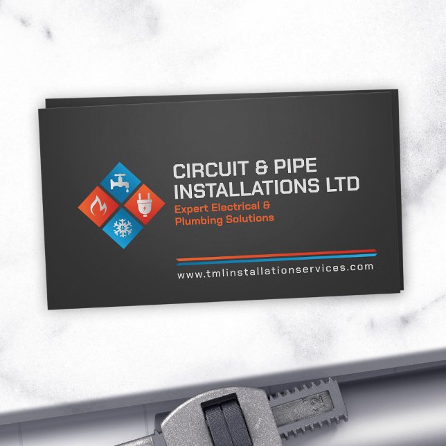 Professional Electrical & Plumbing Contractor  Business Card (Creator Uploaded)