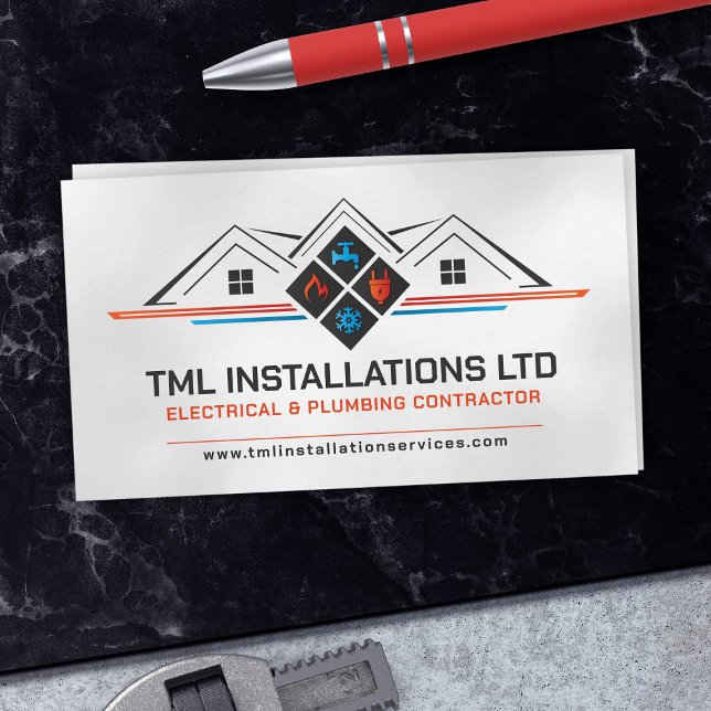 Professional Electrical & Plumbing Contractor  Business Card (Creator Uploaded)