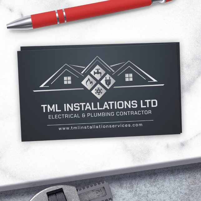 Professional Electrical & Plumbing Contractor  Business Card (Creator Uploaded)