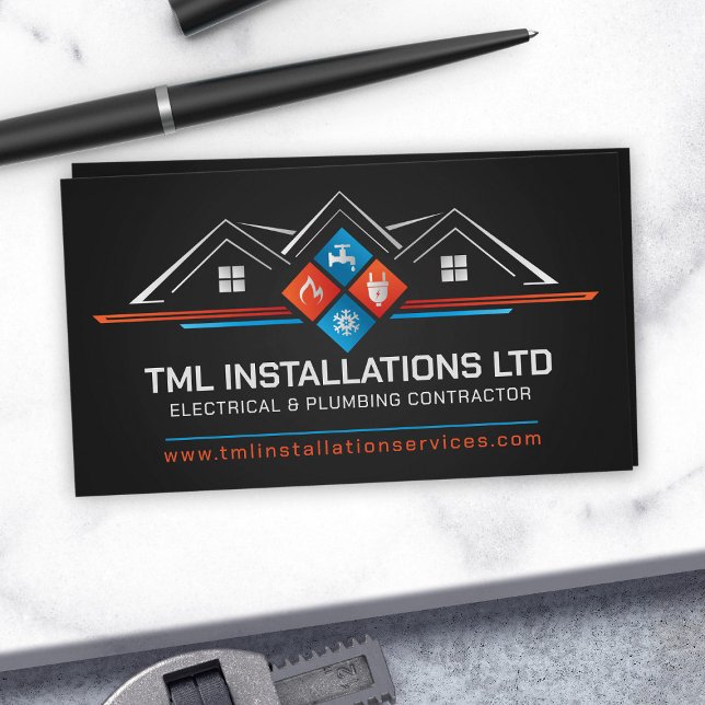 Professional Electrical & Plumbing Contractor  Business Card (Creator Uploaded)