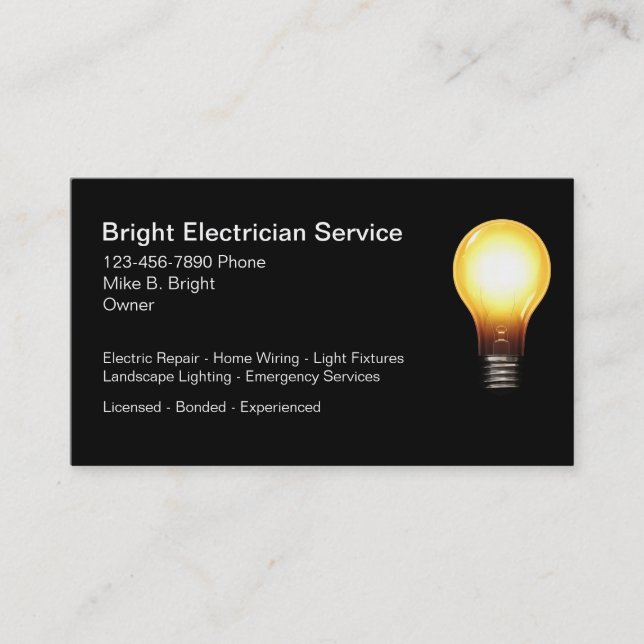 Professional Electrician Business Card (Front)