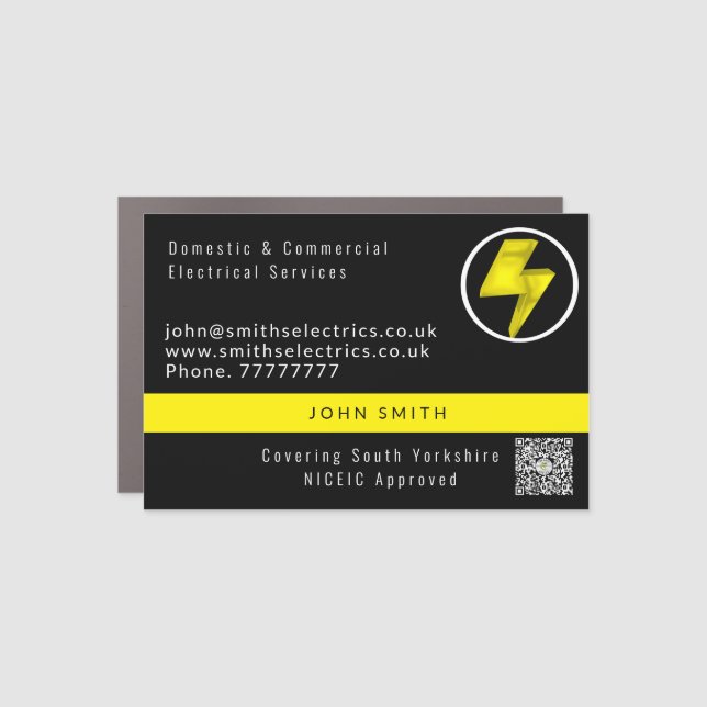 Professional Electrician Business Card Car Magnet (Front)