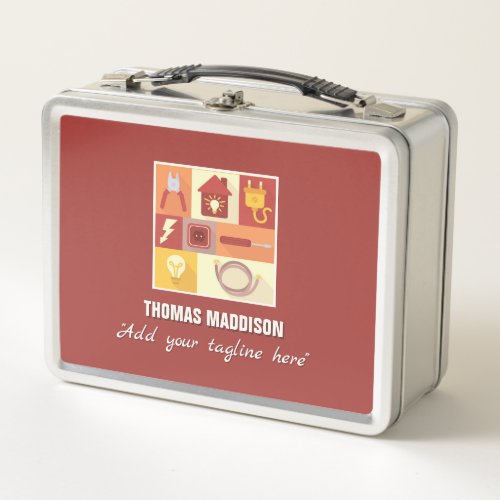Professional Electrician Iconic Business Branding Metal Lunch Box