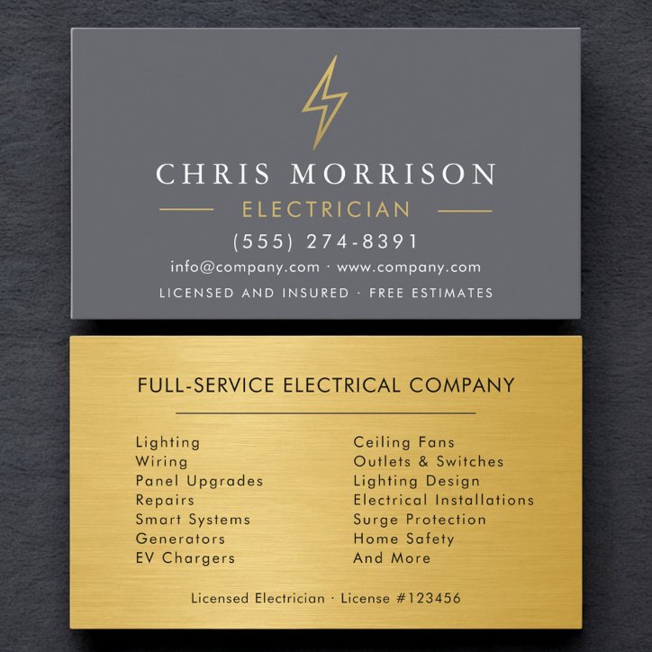 Professional Electrician Industrial Gold Business Card